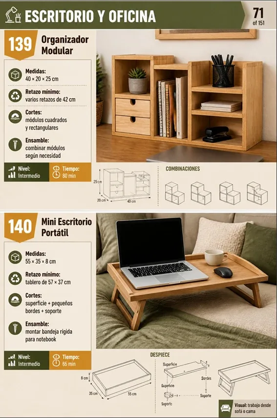 Página de escritorio y oficina — organizador modular y mini escritorio